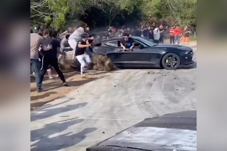 Driver bruises ego and onlookers after attempting burnout