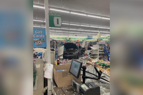 Cleanup on aisle four! Ford Mustang smashes into store